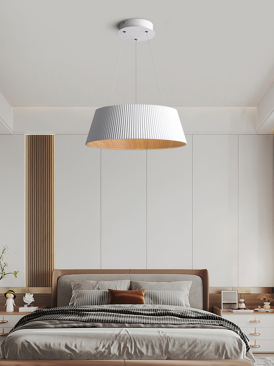 Nowoczesna Lampa Wisząca z Żebrowanym Kloszem