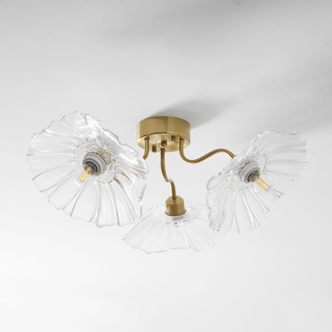 Lampa sufitowa z szkła w kształcie liścia lotosu