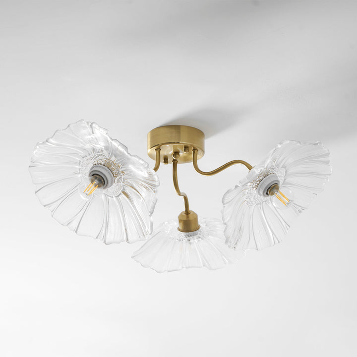 Lampa sufitowa z szkła w kształcie liścia lotosu