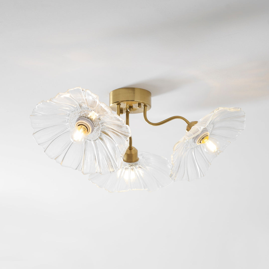 Lampa sufitowa z szkła w kształcie liścia lotosu
