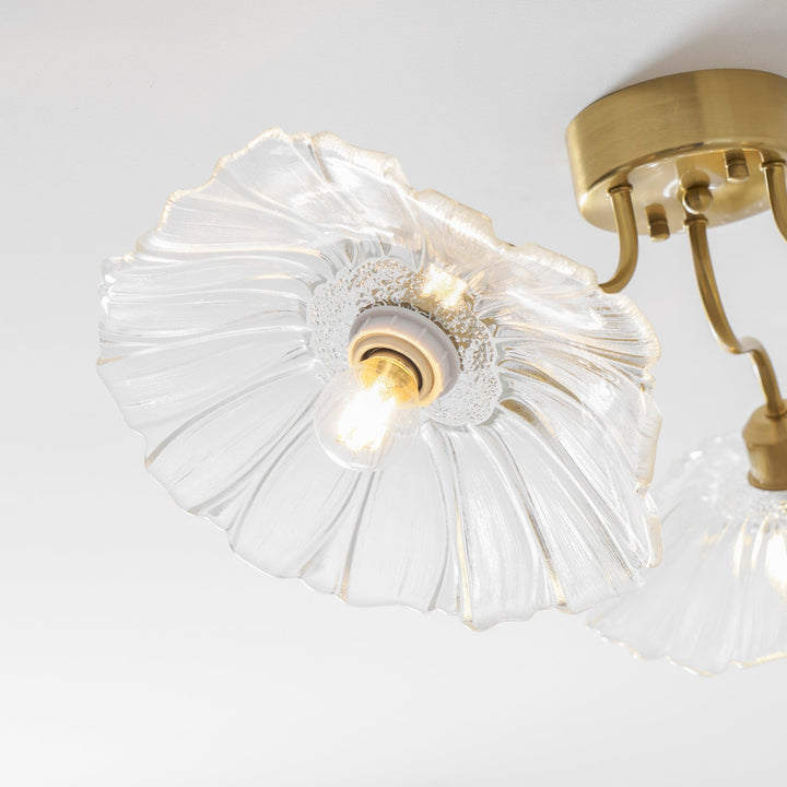 Lampa sufitowa z szkła w kształcie liścia lotosu