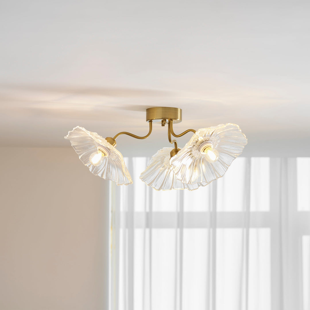 Lampa sufitowa z szkła w kształcie liścia lotosu
