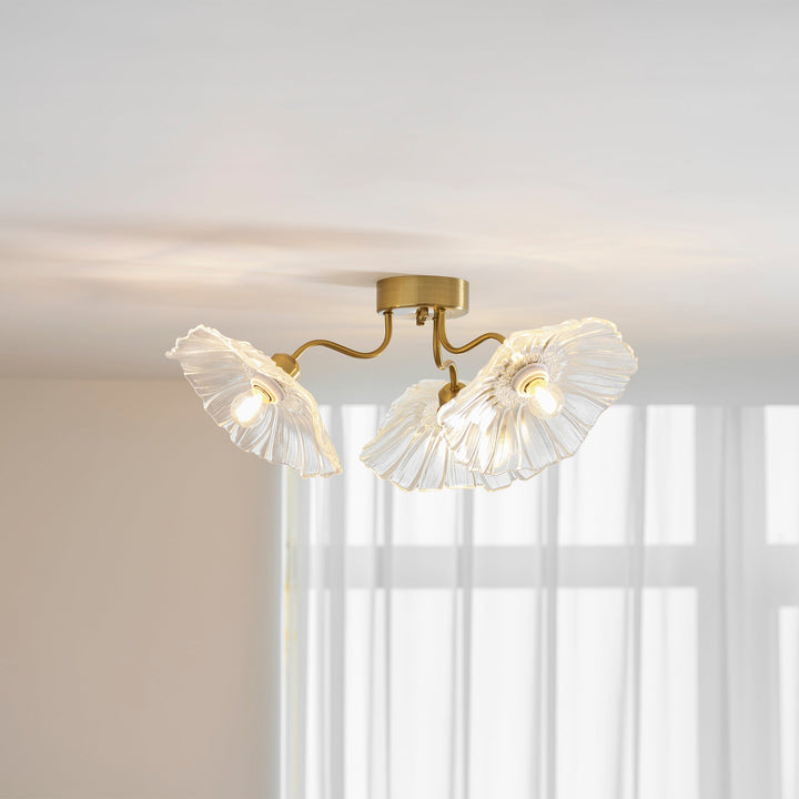 Lampa sufitowa z szkła w kształcie liścia lotosu