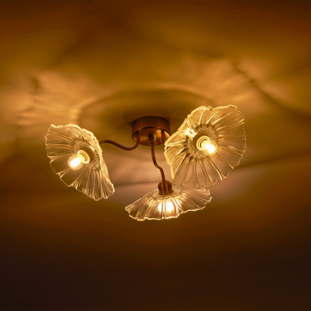 Lampa sufitowa z szkła w kształcie liścia lotosu