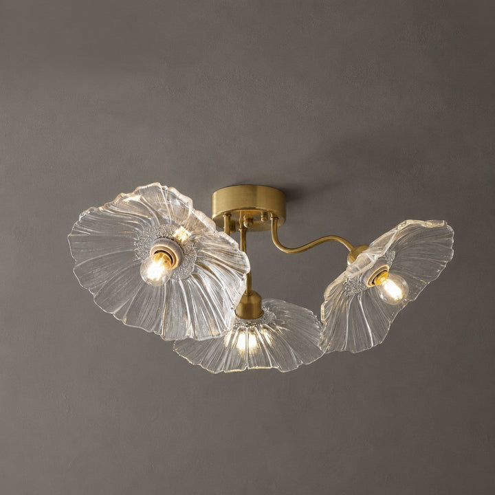 Lampa sufitowa z szkła w kształcie liścia lotosu