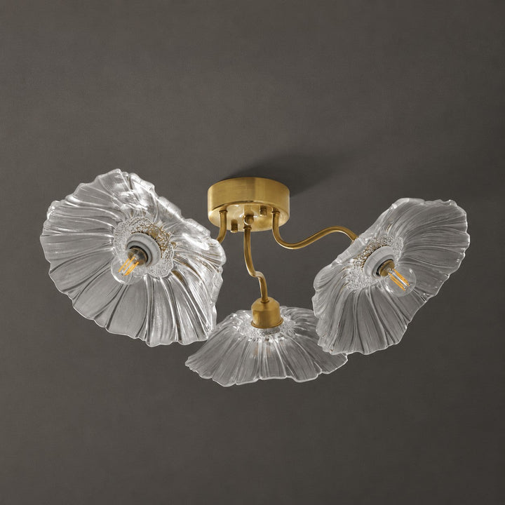 Lampa sufitowa z szkła w kształcie liścia lotosu