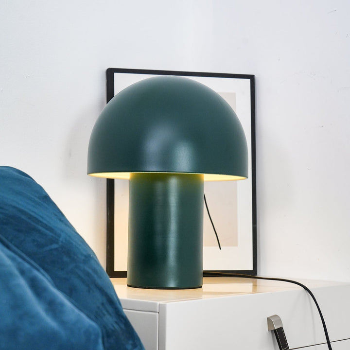 Lampa stołowa z metalowym kloszem w kształcie grzyba