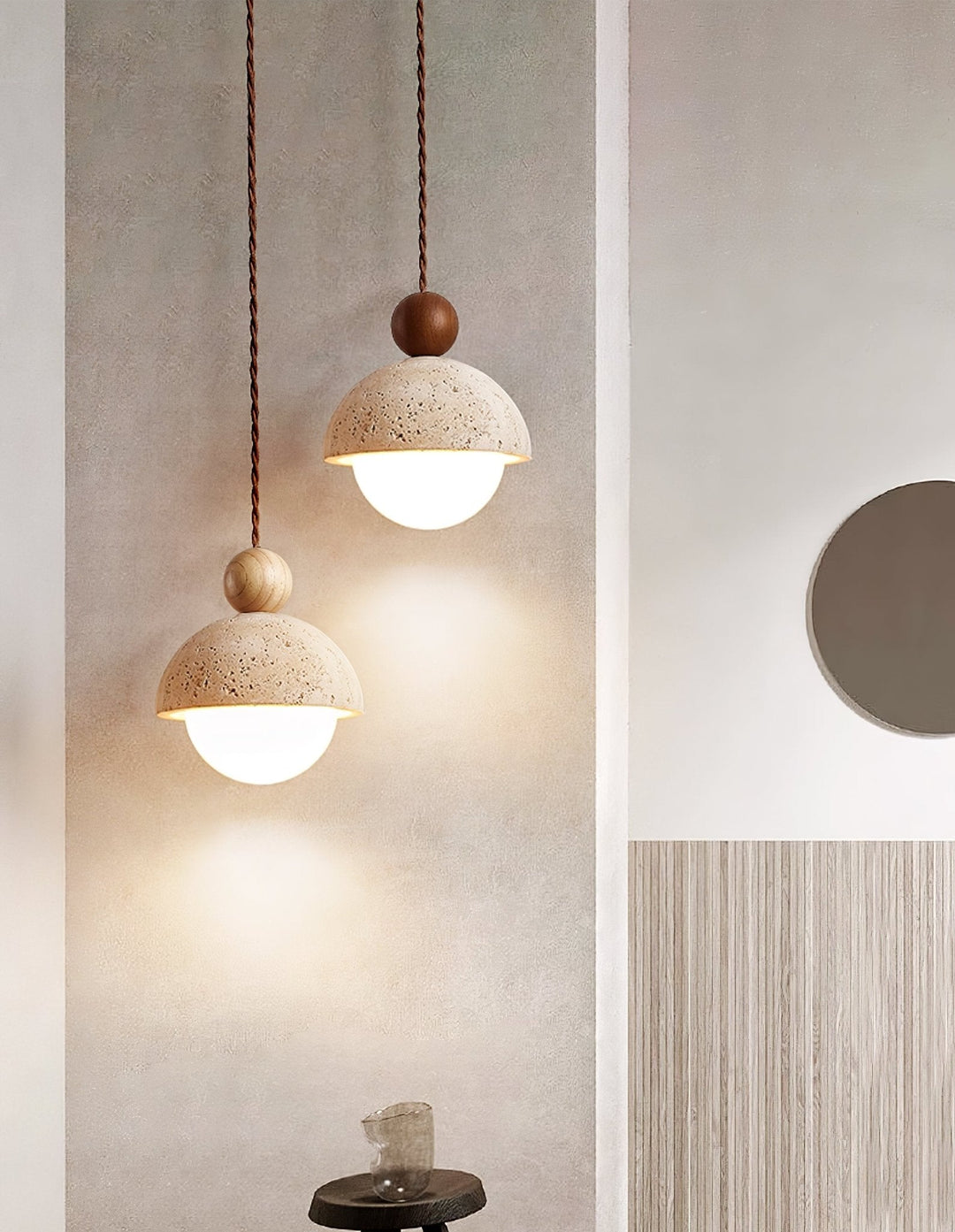 Lampa wisząca Niva z trawertynu