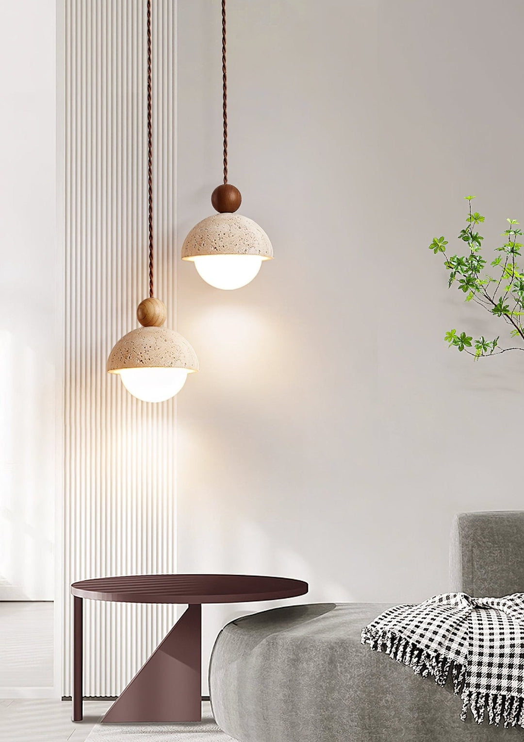 Lampa wisząca Niva z trawertynu