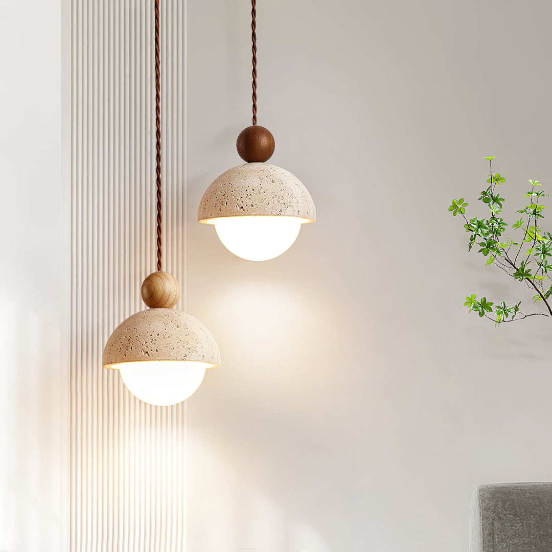 Lampa wisząca Niva z trawertynu