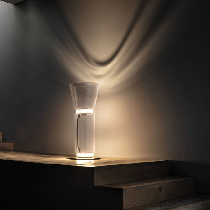 Lampa podłogowa z bambusa i szkła