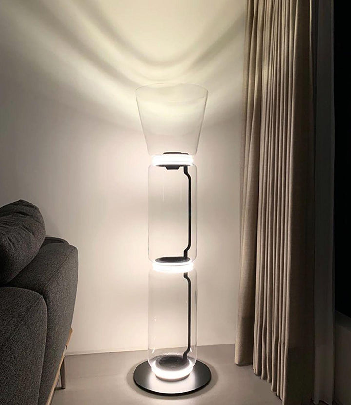 Lampa podłogowa z bambusa i szkła