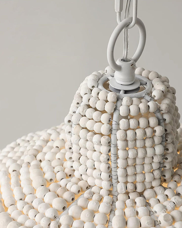 Lampa wisząca z koralikami drewnianymi Obispo
