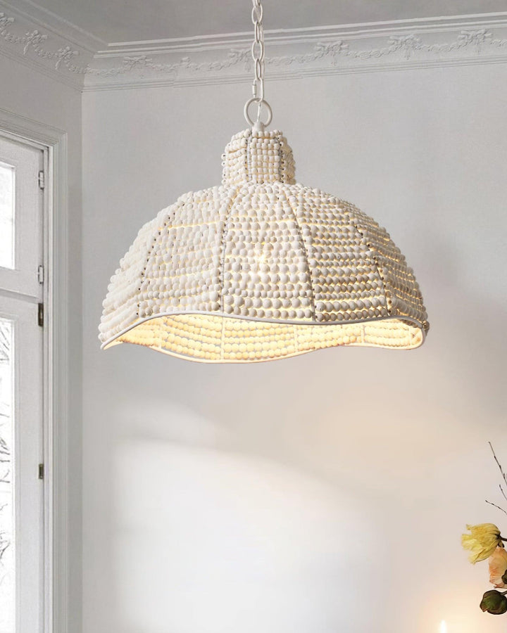 Lampa wisząca z koralikami drewnianymi Obispo