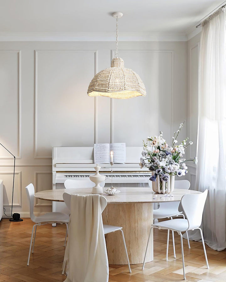 Lampa wisząca z koralikami drewnianymi Obispo