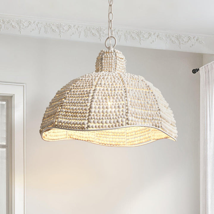 Lampa wisząca z koralikami drewnianymi Obispo