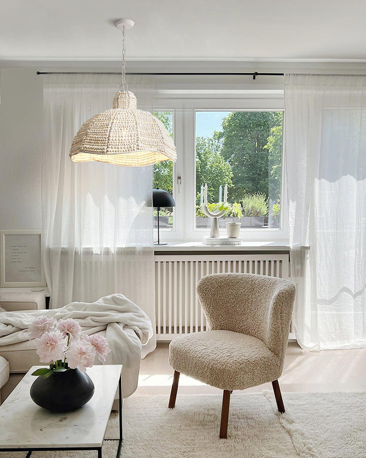 Lampa wisząca z koralikami drewnianymi Obispo