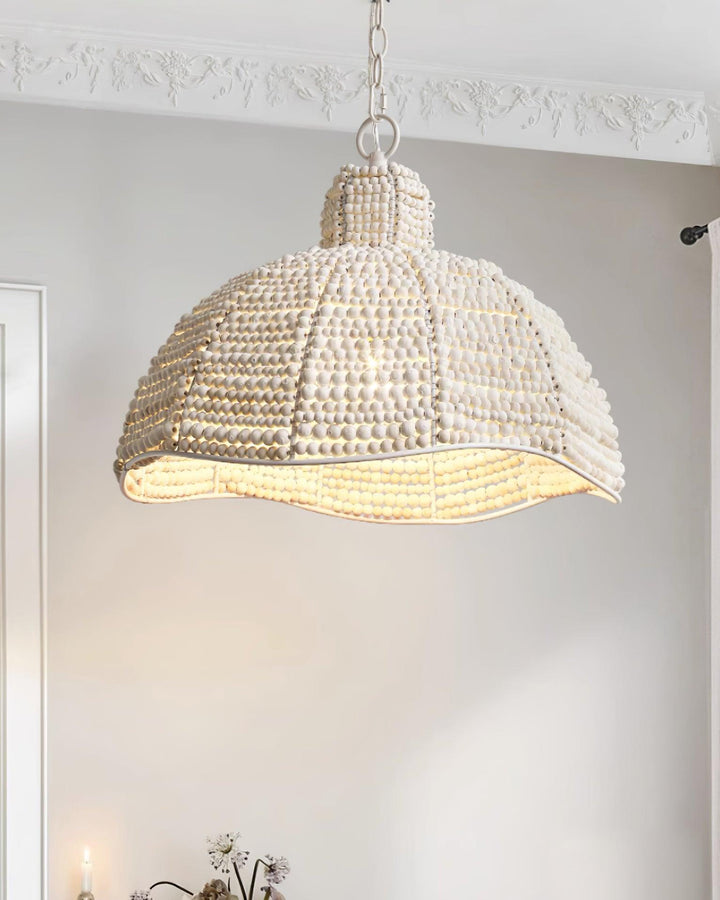 Lampa wisząca z koralikami drewnianymi Obispo