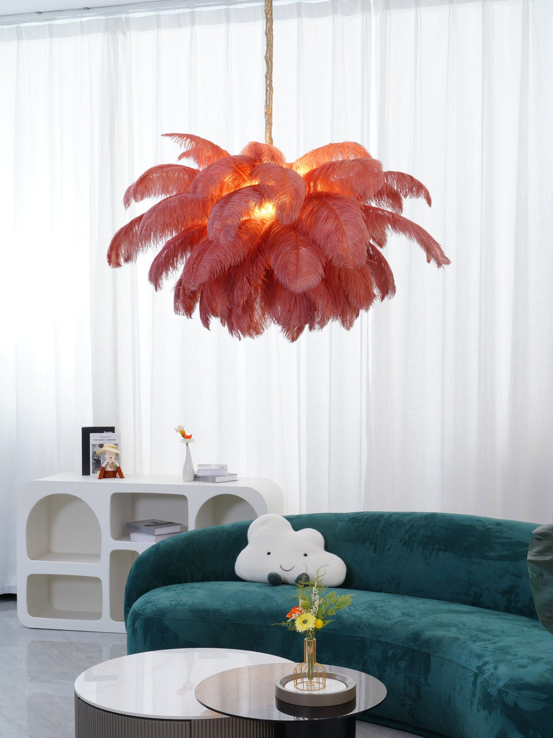 Żyrandol z Piór Strusia