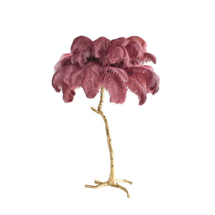 Lampa podłogowa z piór strusich i mosiądzu