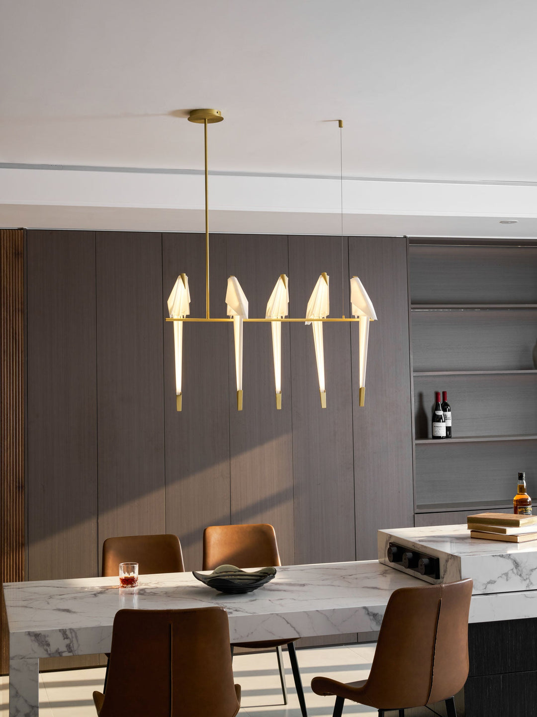 Lampa wisząca LED z ptakami origami
