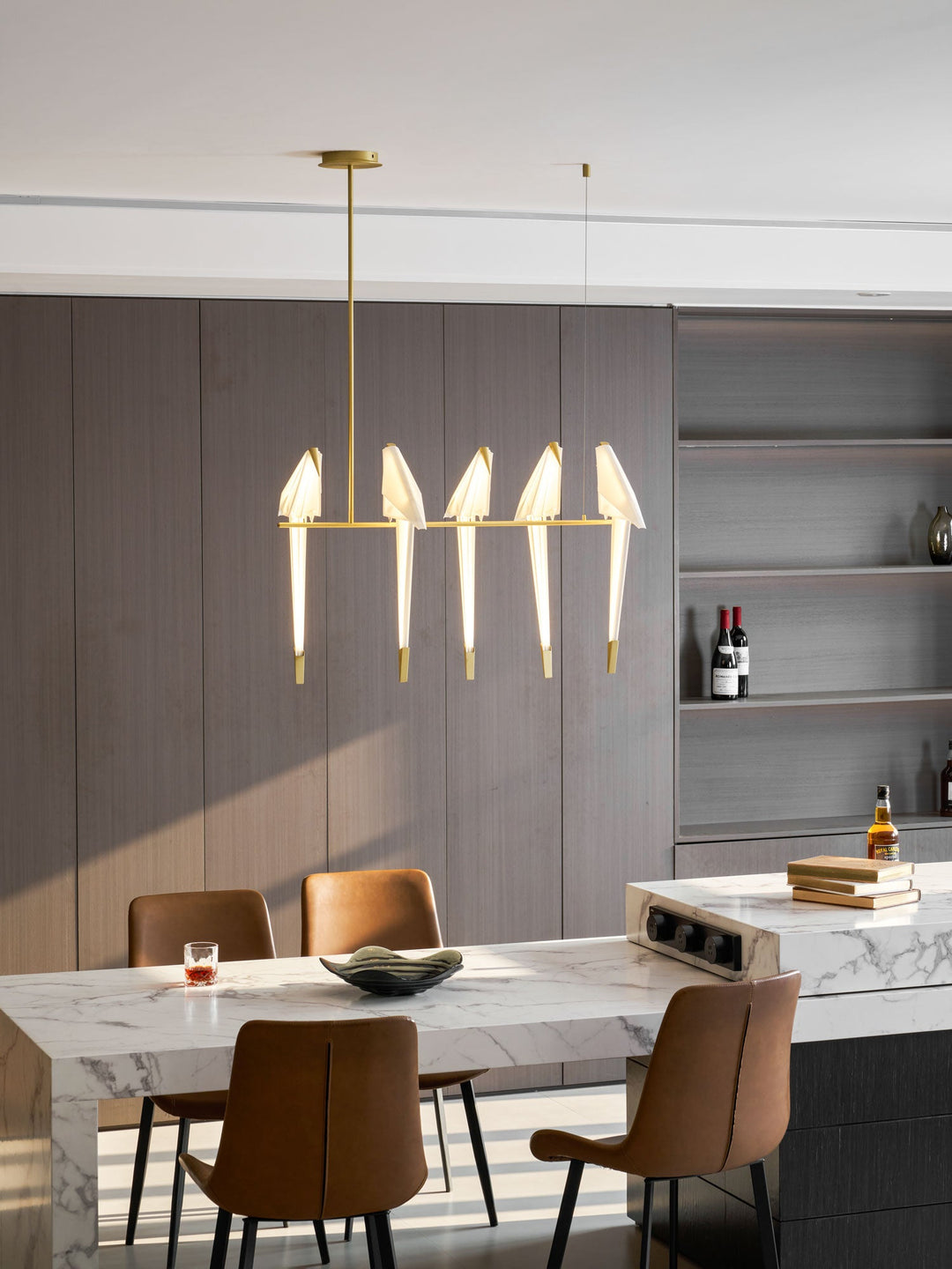 Lampa wisząca LED z ptakami origami