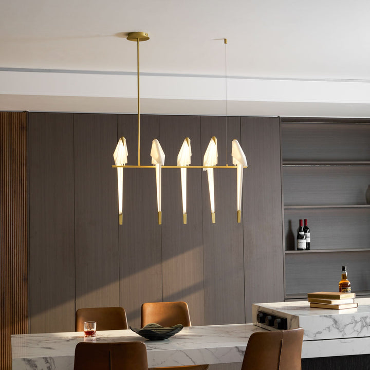 Lampa wisząca LED z ptakami origami