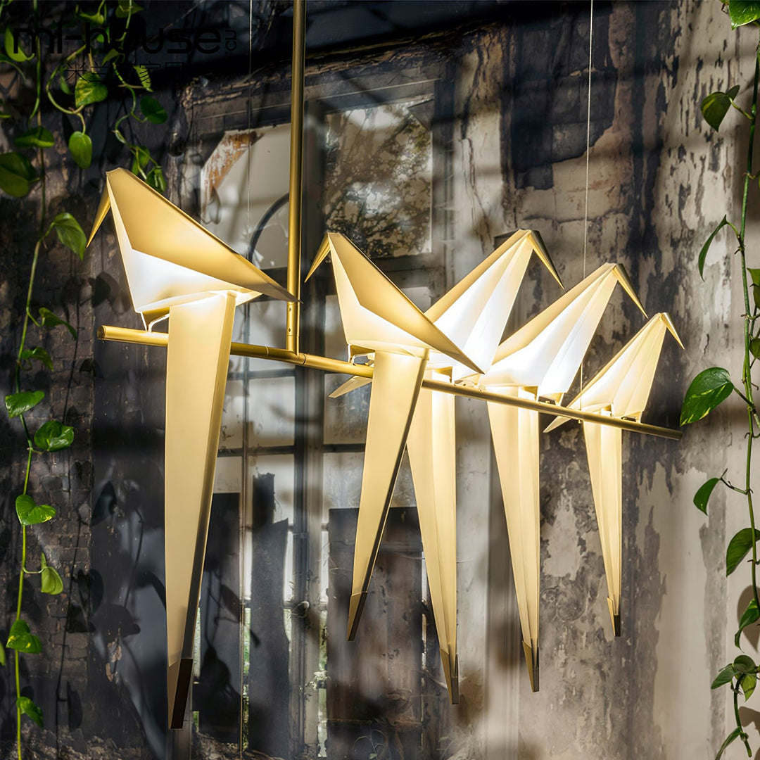 Lampa wisząca LED z ptakami origami