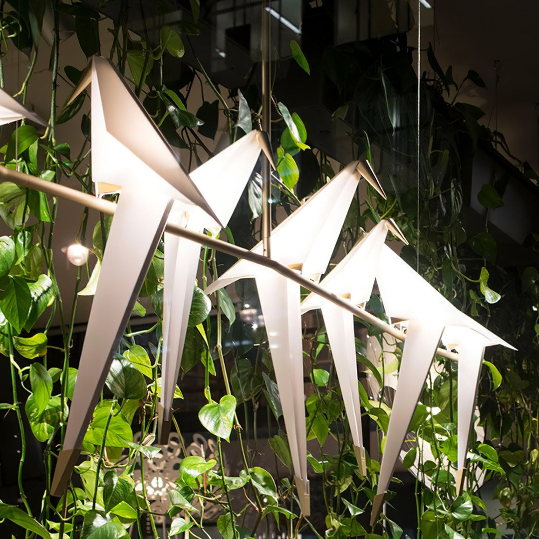 Lampa wisząca LED z ptakami origami