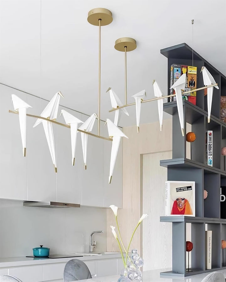 Lampa wisząca LED z ptakami origami