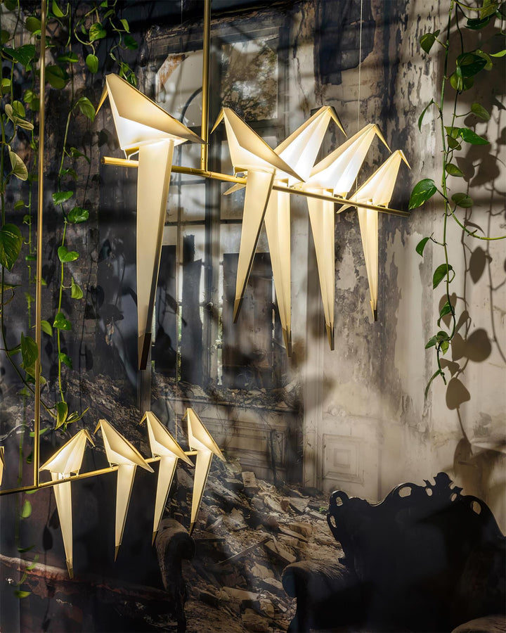 Lampa wisząca LED z ptakami origami