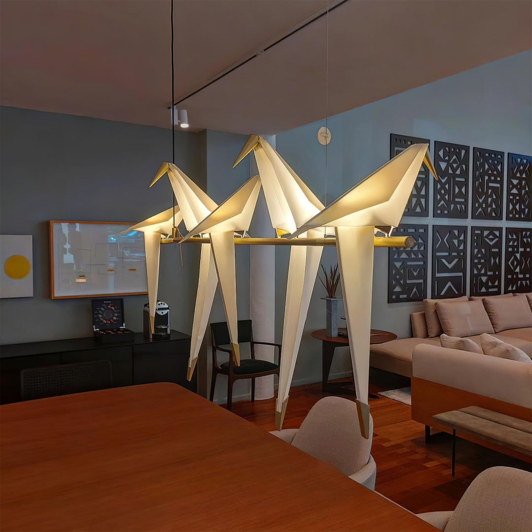 Lampa wisząca LED z ptakami origami