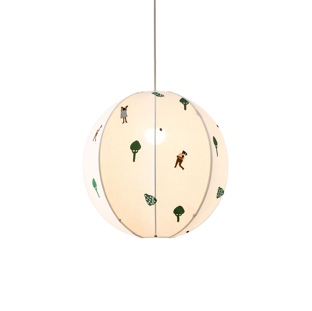 Lampa wisząca z haftowanym tekstylnym kloszem Park
