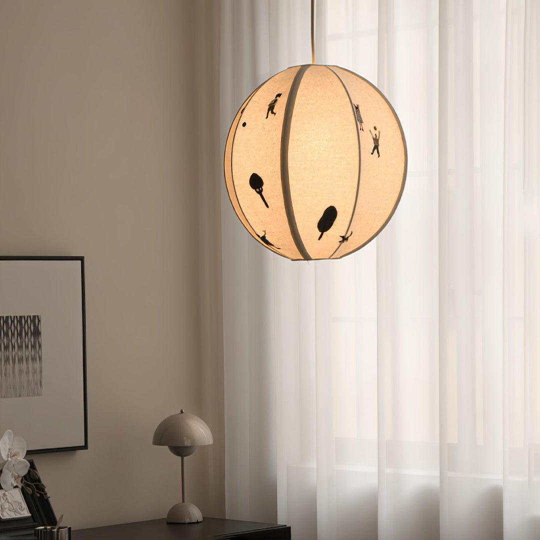 Lampa wisząca z haftowanym tekstylnym kloszem Park