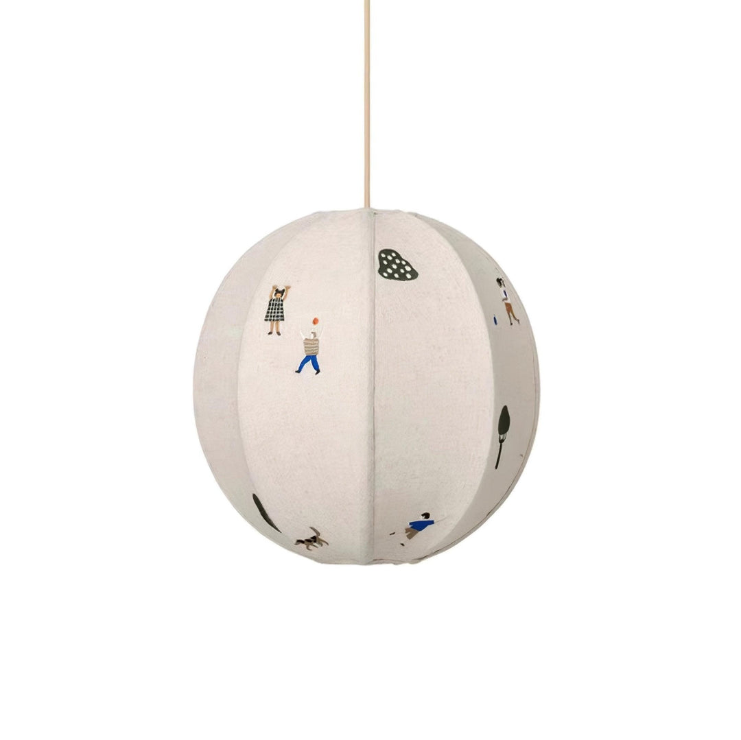 Lampa wisząca z haftowanym tekstylnym kloszem Park