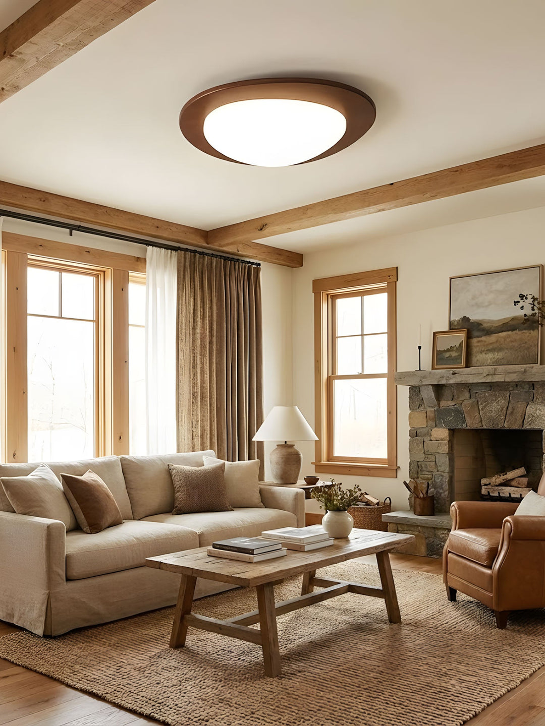 Lampa sufitowa Pebble z drewna