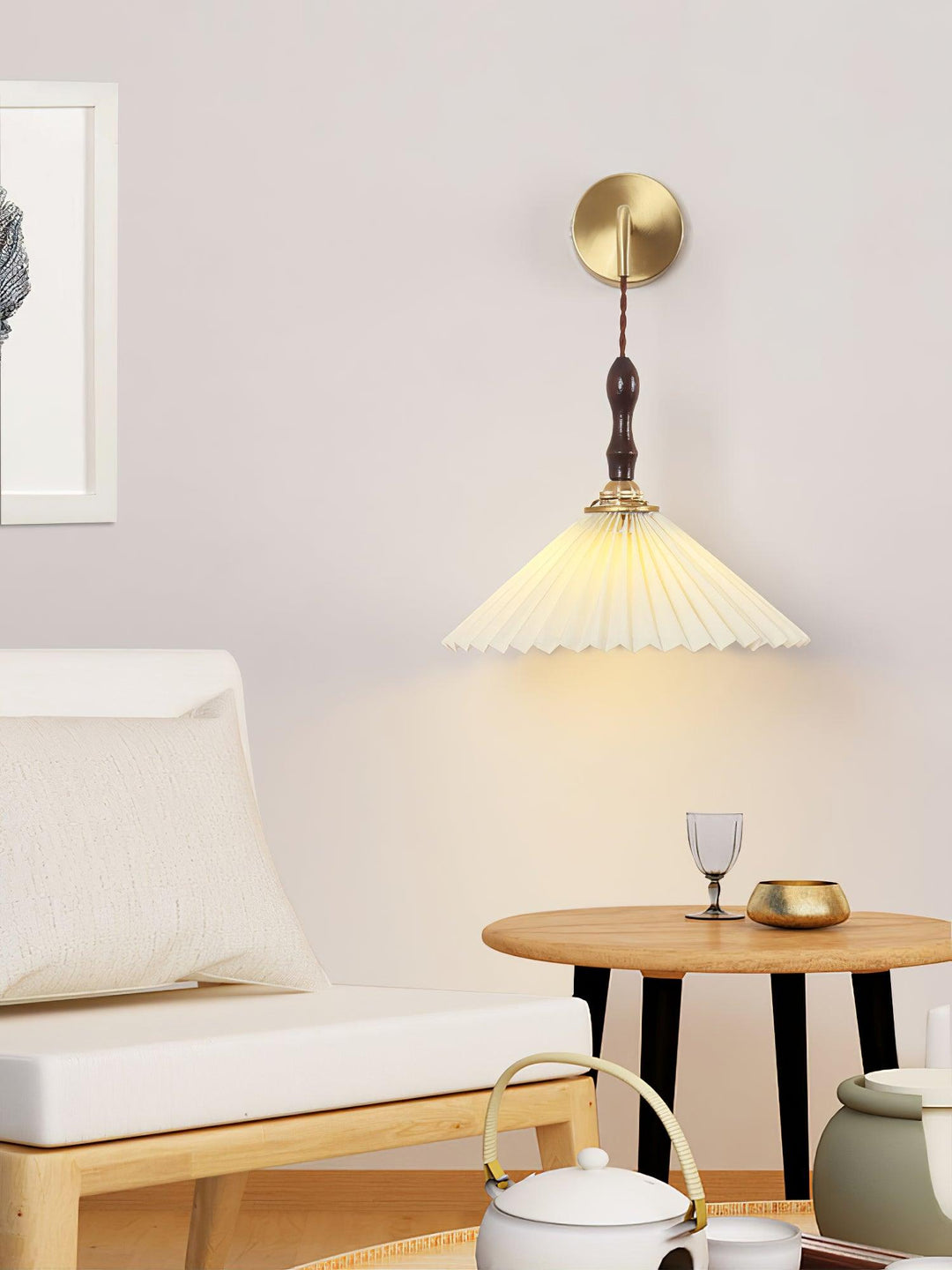 Lampa Ścienna z Faldami z Drewna