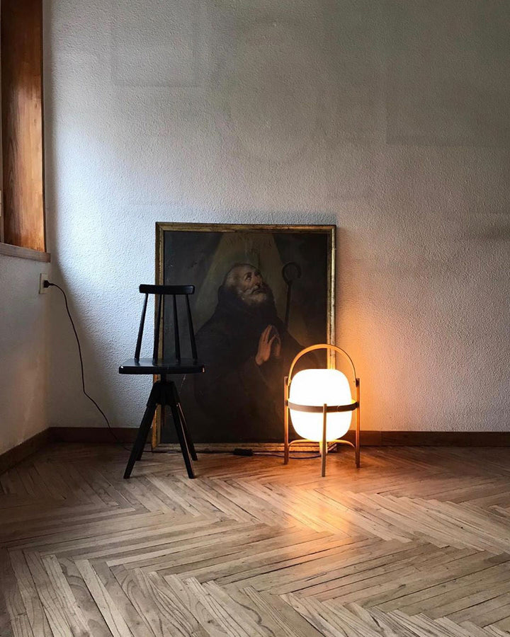 Przenośna Lampa Stołowa z Szkła w Kształcie Latarnika