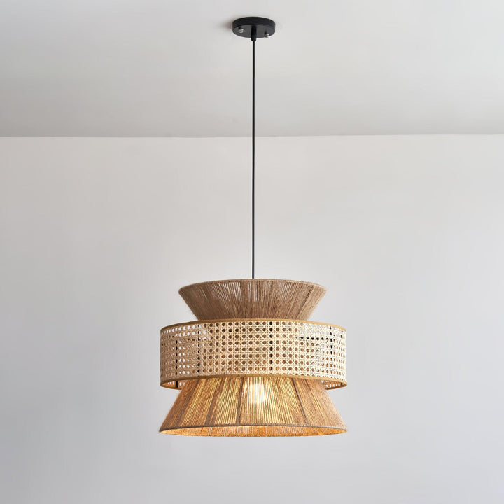Lampa wisząca z rattanu i bambusa