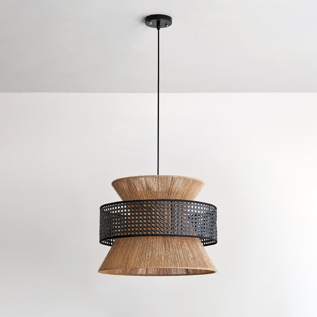 Lampa wisząca z rattanu i bambusa
