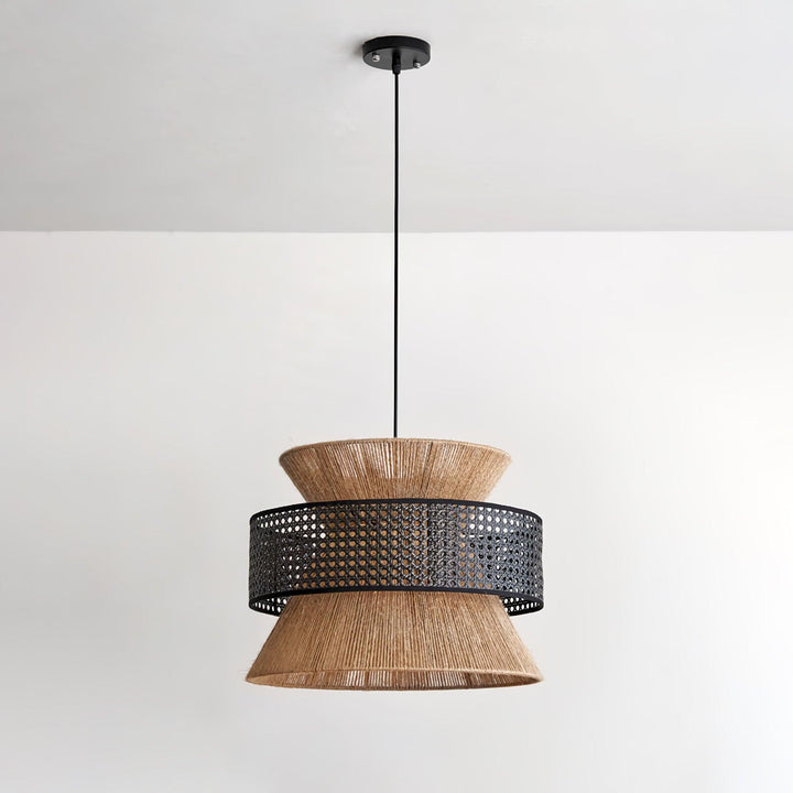 Lampa wisząca z rattanu i bambusa