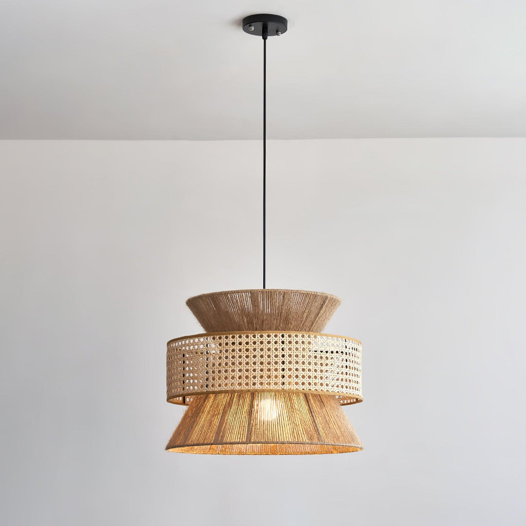 Lampa wisząca z rattanu i bambusa
