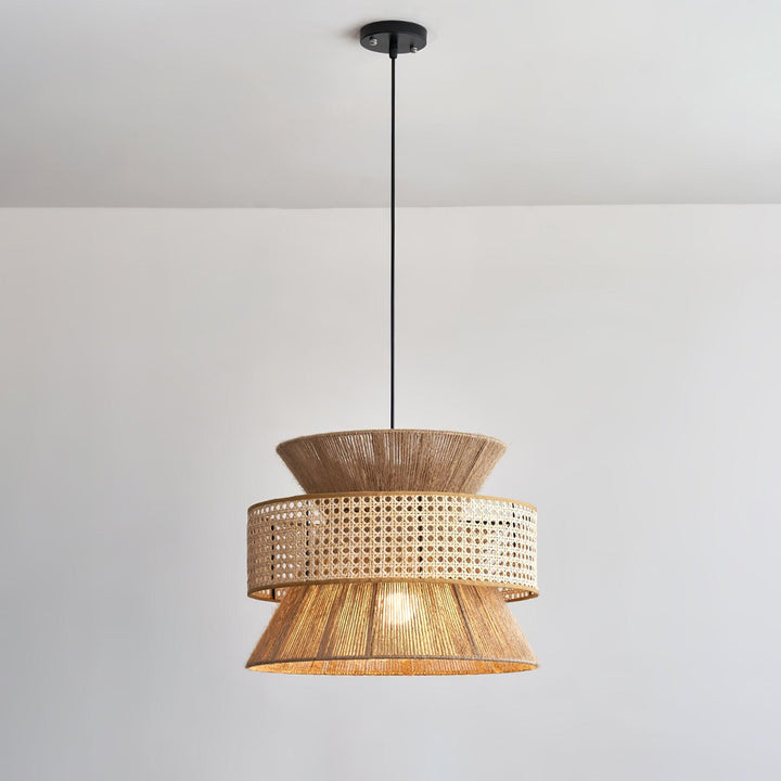 Lampa wisząca z rattanu i bambusa