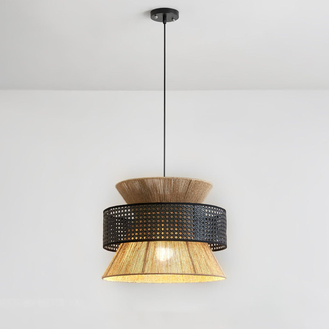Lampa wisząca z rattanu i bambusa