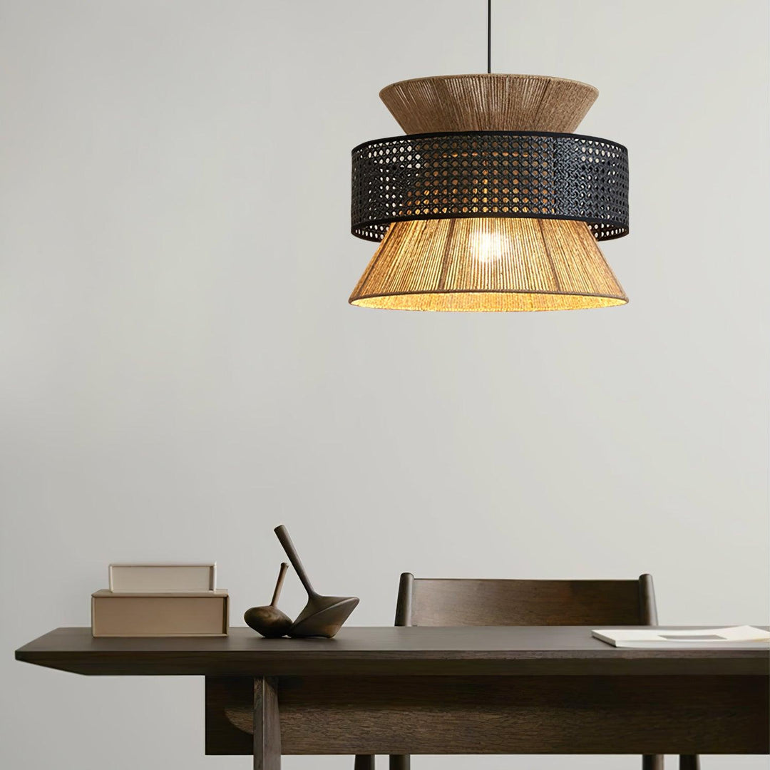 Lampa wisząca z rattanu i bambusa