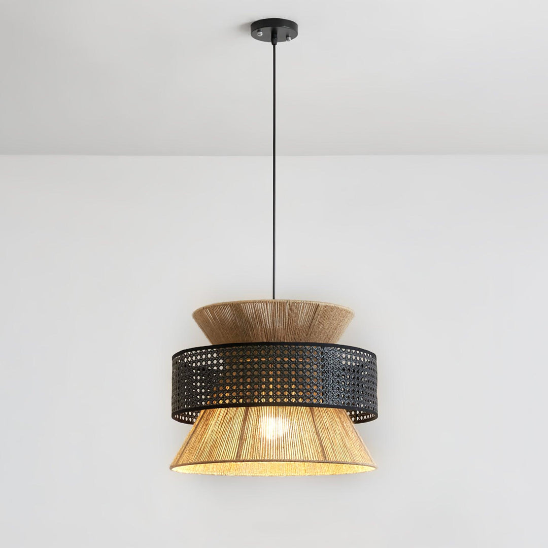 Lampa wisząca z rattanu i bambusa