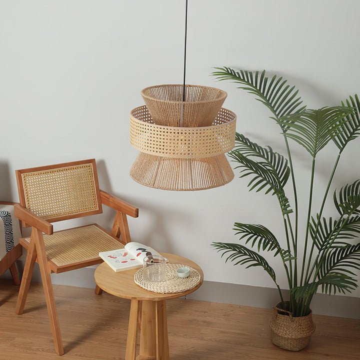 Lampa wisząca z rattanu i bambusa