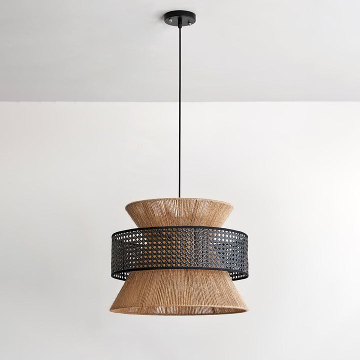 Lampa wisząca z rattanu i bambusa