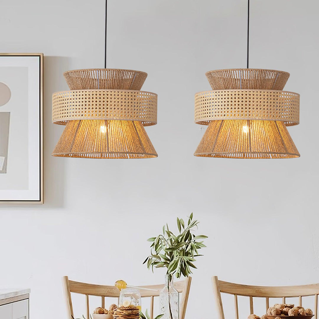Lampa wisząca z rattanu i bambusa