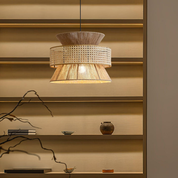 Lampa wisząca z rattanu i bambusa